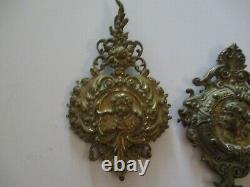 Antique Pair Clock Finial Sculpture Portrait Bronze Brass 19th Century Master