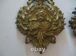 Antique Pair Clock Finial Sculpture Portrait Bronze Brass 19th Century Master