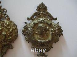 Antique Pair Clock Finial Sculpture Portrait Bronze Brass 19th Century Master