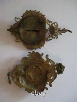 Antique Pair Clock Finial Sculpture Portrait Bronze Brass 19th Century Master