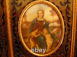 Antique Pair Exquisite Religious Hand Painted Porcelain Portraits Signed