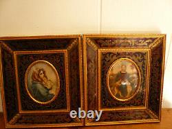 Antique Pair Exquisite Religious Hand Painted Porcelain Portraits Signed