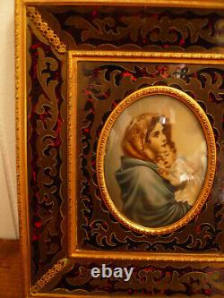 Antique Pair Exquisite Religious Hand Painted Porcelain Portraits Signed