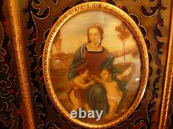 Antique Pair Exquisite Religious Hand Painted Porcelain Portraits Signed