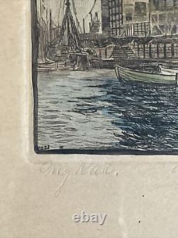 Antique Pair Framed Etching Denmark Danish Hjalmer Bachmann Signed Original