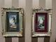 Antique Pair Framed French Oil Painting Lakwside View Landscape Signed Michis
