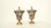 Antique Pair French Ormolu Mounted Sevres Lidded Vases