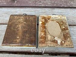Antique Pair French Victorian Miniature Woman Prints in Bone Frames Signed Reny