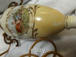 Antique Pair Hand Ptd Artist Signed Porcelain Omorlu Signed #'d French Lamps