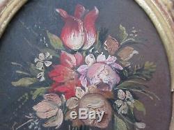 Antique Pair Italian 18th / 19th Century Floral Bouquet Oil Paintings (Signed)