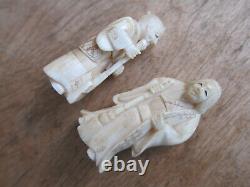 Antique Pair Japanese Carving Figuring Old Couple. Signed