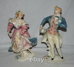 Antique Pair Karl Ens Dancing Lady & Man Porcelain Figures, Signed