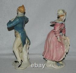 Antique Pair Karl Ens Dancing Lady & Man Porcelain Figures, Signed