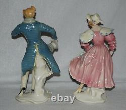 Antique Pair Karl Ens Dancing Lady & Man Porcelain Figures, Signed