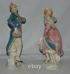 Antique Pair Karl Ens Dancing Lady & Man Porcelain Figures, Signed