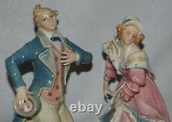 Antique Pair Karl Ens Dancing Lady & Man Porcelain Figures, Signed