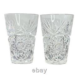 Antique Pair Libbey Colonna ABP Cut Glass 3.75 Tumblers Signed USA 1896-1906