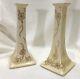 Antique Pair Limoges B & Co. Porcelain Candle Holders France Ivory & Gold Signed