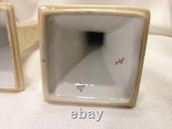 Antique Pair Limoges B & Co. Porcelain Candle Holders France Ivory & Gold Signed