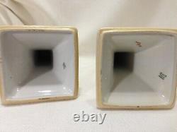 Antique Pair Limoges B & Co. Porcelain Candle Holders France Ivory & Gold Signed