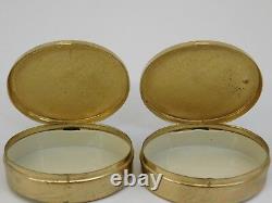 Antique Pair Limoges Boxes Cobalt Goldtone Signed Tiny Trinket Pill