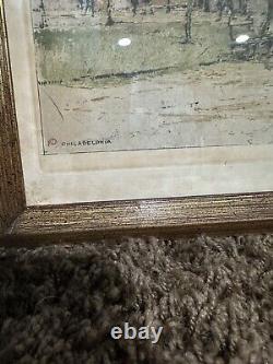 Antique Pair Luigi And Robert Kasimir Colored Etchings Pencil Signed Historic US
