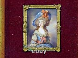 Antique Pair Miniature Painting Portrait Young Woman Hand Painted Artist Signed