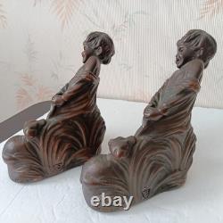 Antique Pair Of 1900-1940's Bronze Clad Bookends Signed (Artist S. Morani) N. Y