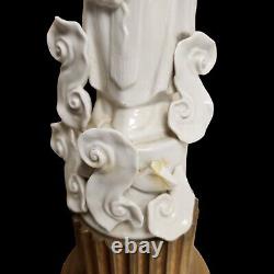 Antique Pair Of 2 Blanc De Chine Chinese Goddess Immortals Table Lamp
