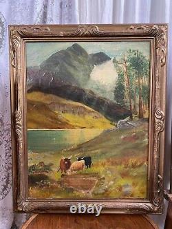 Antique Pair Of A Cameron Scottish Highland Oil On Canvas Landscape Paintings