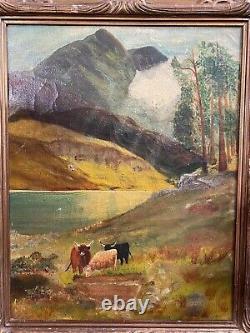 Antique Pair Of A Cameron Scottish Highland Oil On Canvas Landscape Paintings