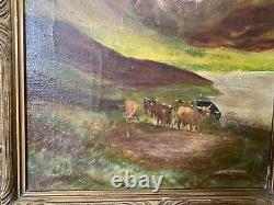 Antique Pair Of A Cameron Scottish Highland Oil On Canvas Landscape Paintings