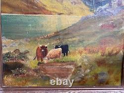 Antique Pair Of A Cameron Scottish Highland Oil On Canvas Landscape Paintings