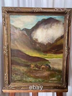 Antique Pair Of A Cameron Scottish Highland Oil On Canvas Landscape Paintings