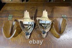 Antique Pair Of Art Deco Slip Shade Wall Sconce Glass Sign Electrolier Theater