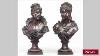 Antique Pair Of Bronze Busts Of French 19th Century Court
