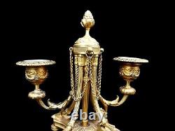 Antique Pair Of Candlesticks French Bronze Signed 19th Century Ormolu Candelabra