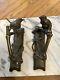 Antique Pair Of French Bronze Bird On Bamboo Double Door Handles Signed Rare