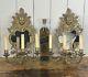 Antique Pair Of French Bronze Cherub/putti Face Sconces Withmirrors Signed Tc