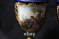 Antique Pair Of French Sevres Urns Artist Signed