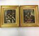 Antique Pair Of Humorous Oils On Canvas Of Monks Both Signed Interior Scenes