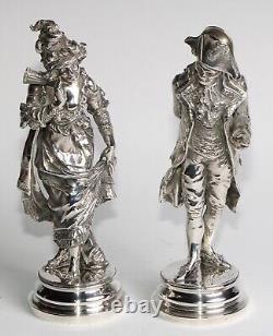 Antique Pair Of Italian Silver Plated Figurines Signed A Pandiani cir1900