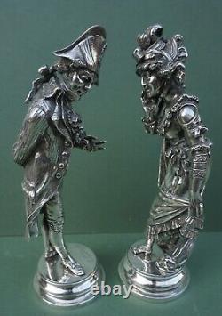 Antique Pair Of Italian Silver Plated Figurines Signed A Pandiani cir1900
