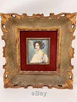 Antique Pair Of Miniature Portraits By Italian Artist 19th Century Good Conditio