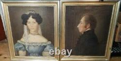 Antique Pair Of O/c Portraits Signed By Artist