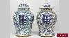 Antique Pair Of Oriental Chinese Porcelain Ginger Jars