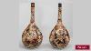 Antique Pair Of Oriental Japanese Imari Porcelain Vases