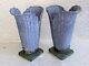 Antique Pair Of Weller Pottery Sydonia Blue Vases 11/signed