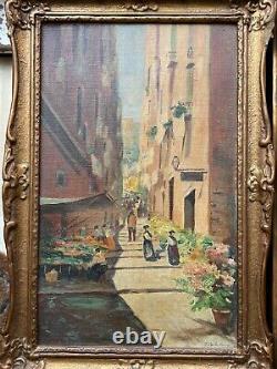 Antique Pair Oil Paintings Frati Italian Street Scenes Signed G Catalano
