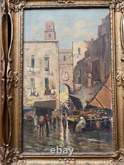 Antique Pair Oil Paintings Frati Italian Street Scenes Signed G Catalano